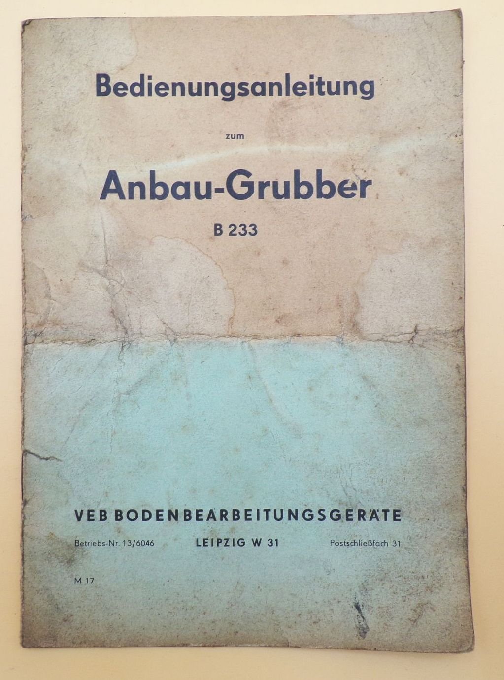 Bedienungsanleitung Anbau Grubber B233 DDR 1960