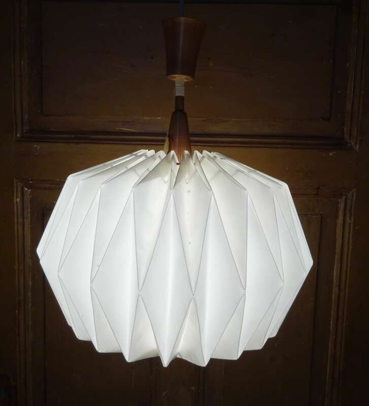 Vintage Origami Pendelleuchte Deckenlampe Krause Leuchten 1960er DDR Lampe