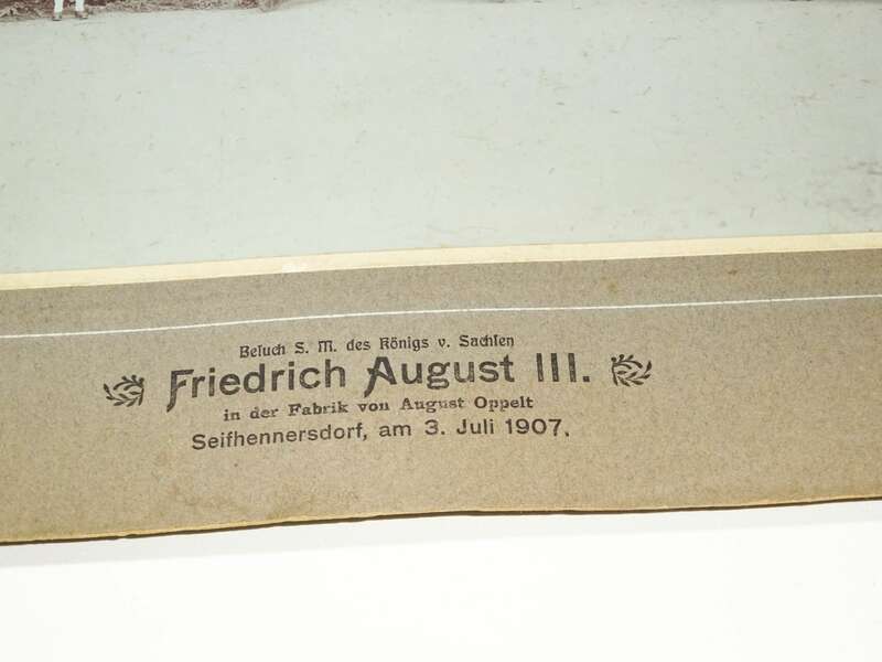 Pappfoto Seifhennersdorf 1907 August Oppelt Schuster Zwerge Königsbesuch Foto