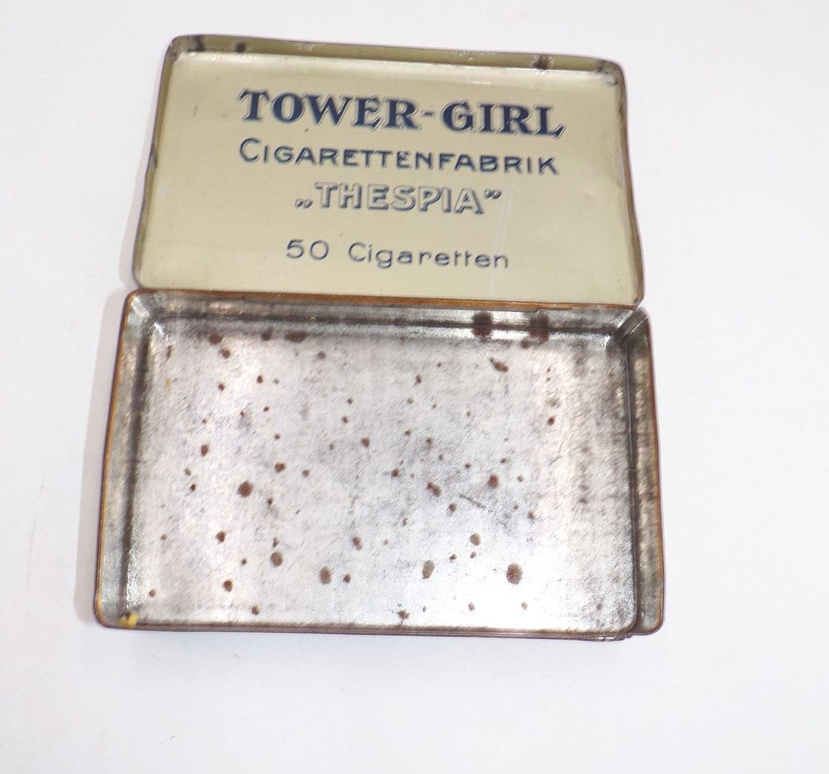 Alte Garbaty Blechdose Thespia Tower Girl Zigarettendose um 1910 Alte Garbaty Blechdose Thespia Tower Girl Zigarettendose um 1910