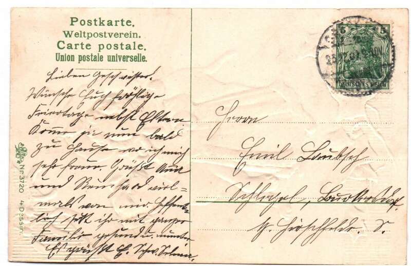 Fröhliche Weihnachten Postkarte Mädchen mit Hund 1907 Weihnachten