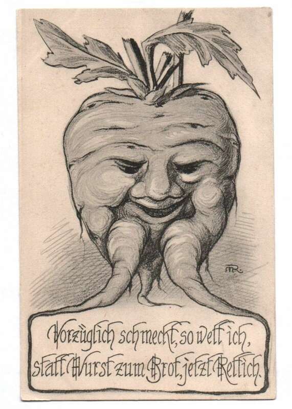 Künstler Ak vermenschlichter Rettich MR signiert um 1915