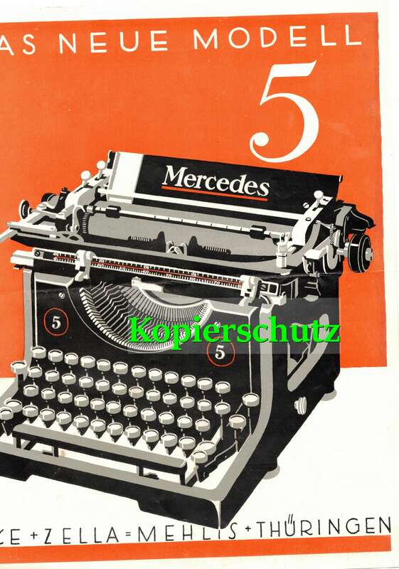 Reklame Prospekt Mercedes Schreibmaschine typewriter 1926 Modell 5 !