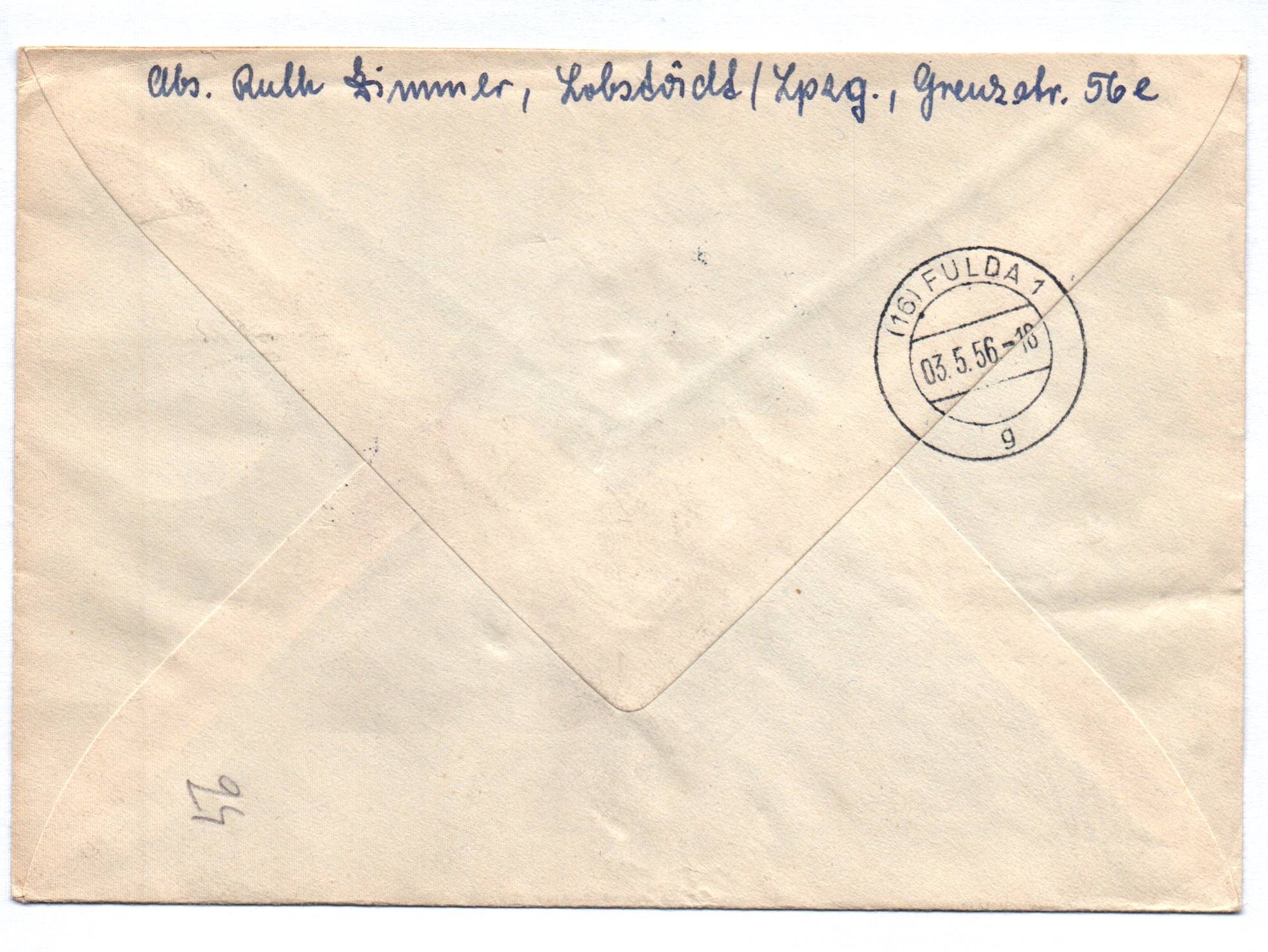 R Brief DDR Leipzig 1956 Einschreiben