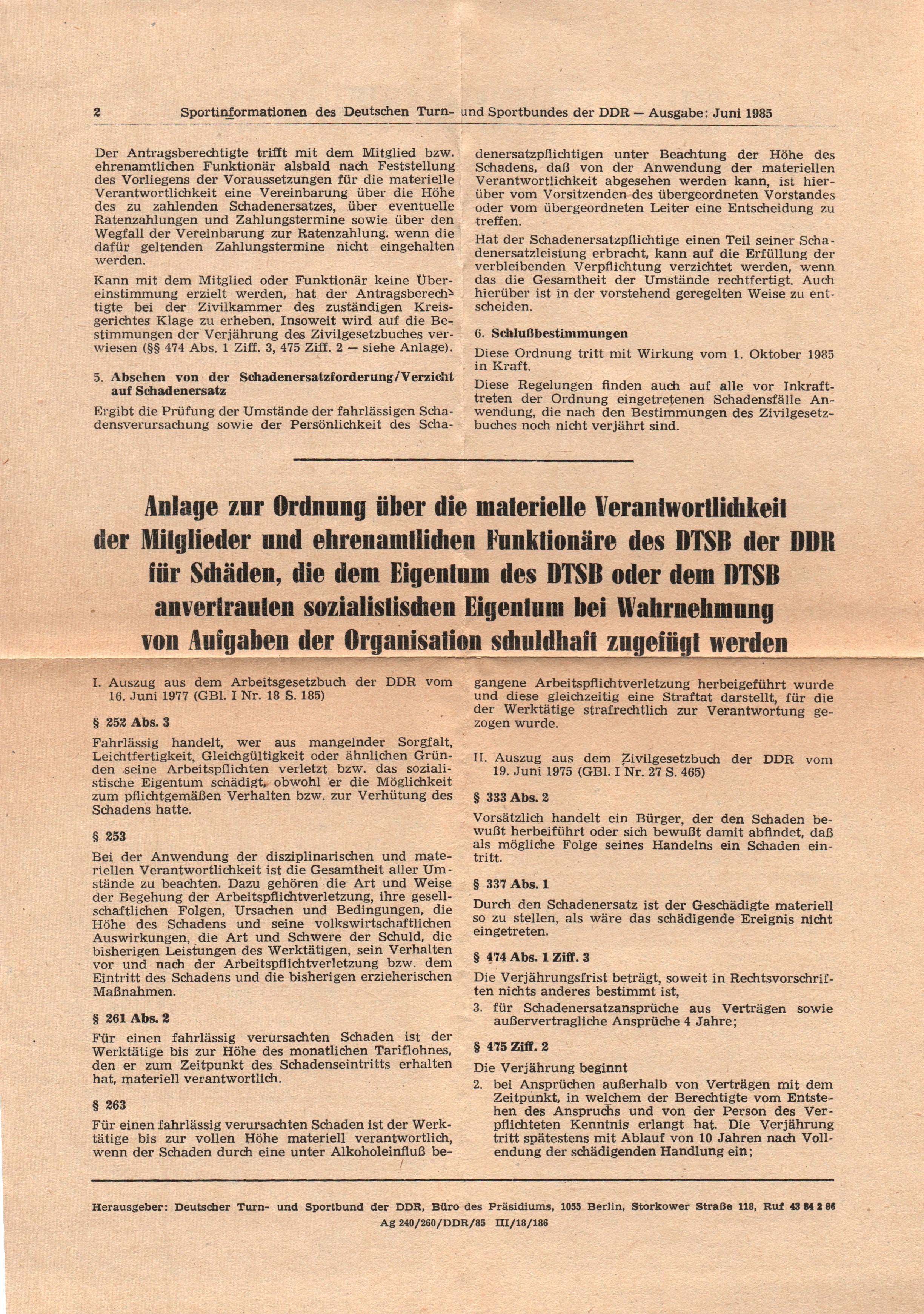 Brief 1985 mit Inhalt Deutscher Turn und Sportbund DDR Brief 1985 mit Inhalt Deutscher Turn und Sportbund DDR
