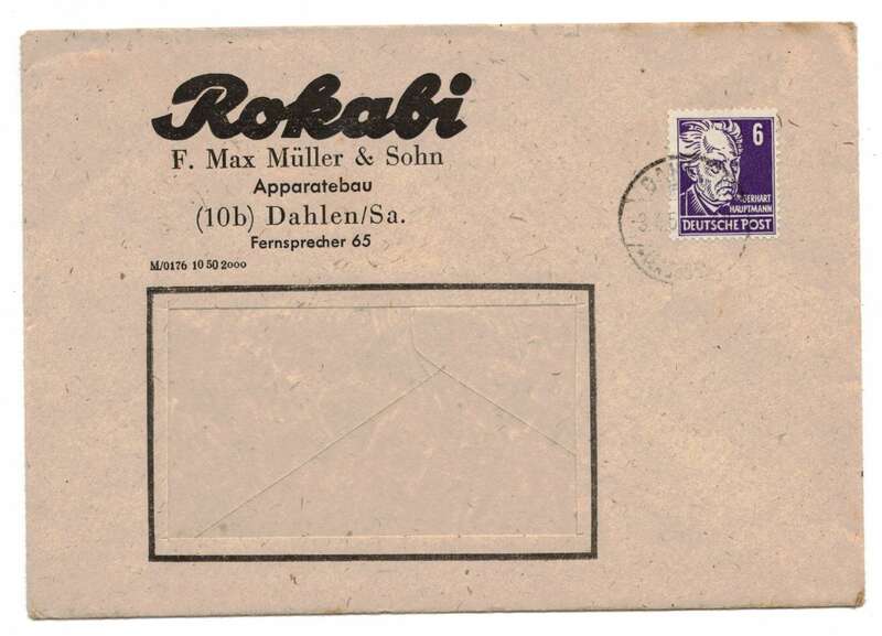 Firmen Brief Rokabi Müller und Sohn Apparatebau Dahlen 1955 