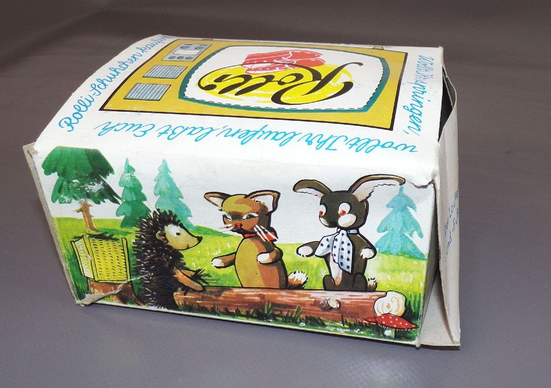 Rolli Schuhe Kinderschuhe Lauflernschuhe Originalkarton Fuchs Elster Reklame