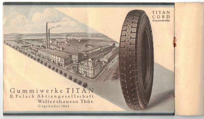 Prospekt Titan Reifen 1928 Luftreifen Automobil Lieferwaren Oldtimer 