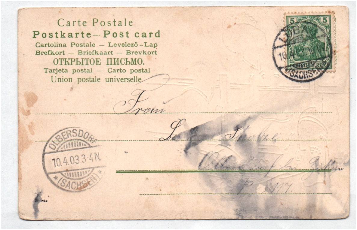 Litho Ak Osterhase mit Kindern gold geprägt 1903 