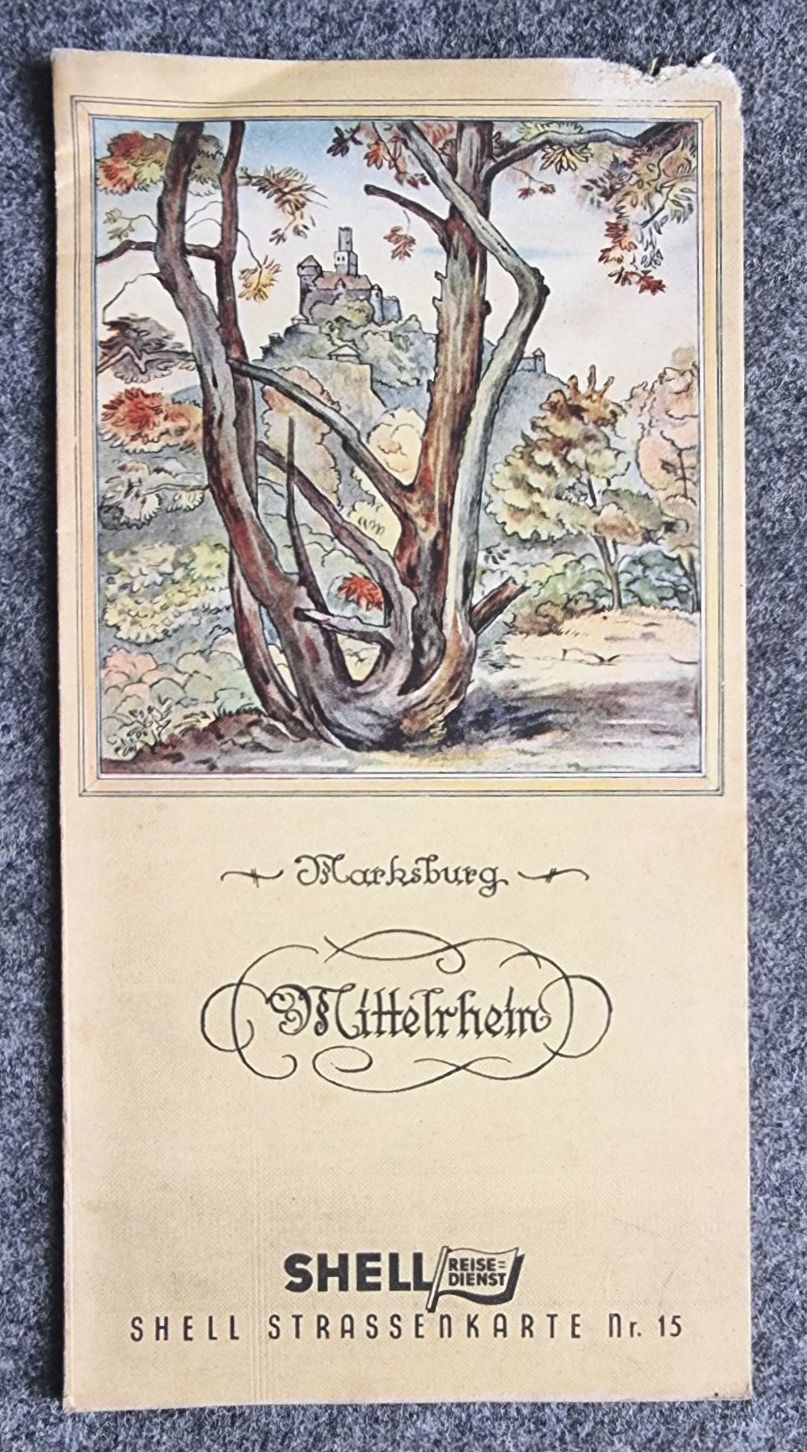 Shell Straßenkarte Nr 15 Marksburg Mittelrhein 1930er Stadtplan alte Landkarte Shell Straßenkarte Nr 15 Marksburg Mittelrhein 1930er Stadtplan alte Landkarte
