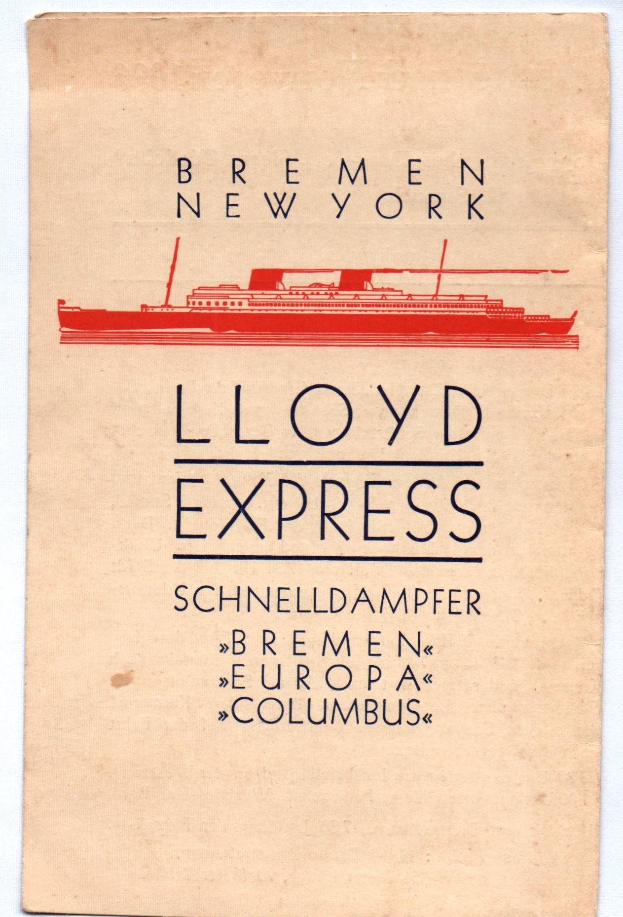 Auszug aus dem Schiffstagebuch 1936 Norwegen Lloyd Express