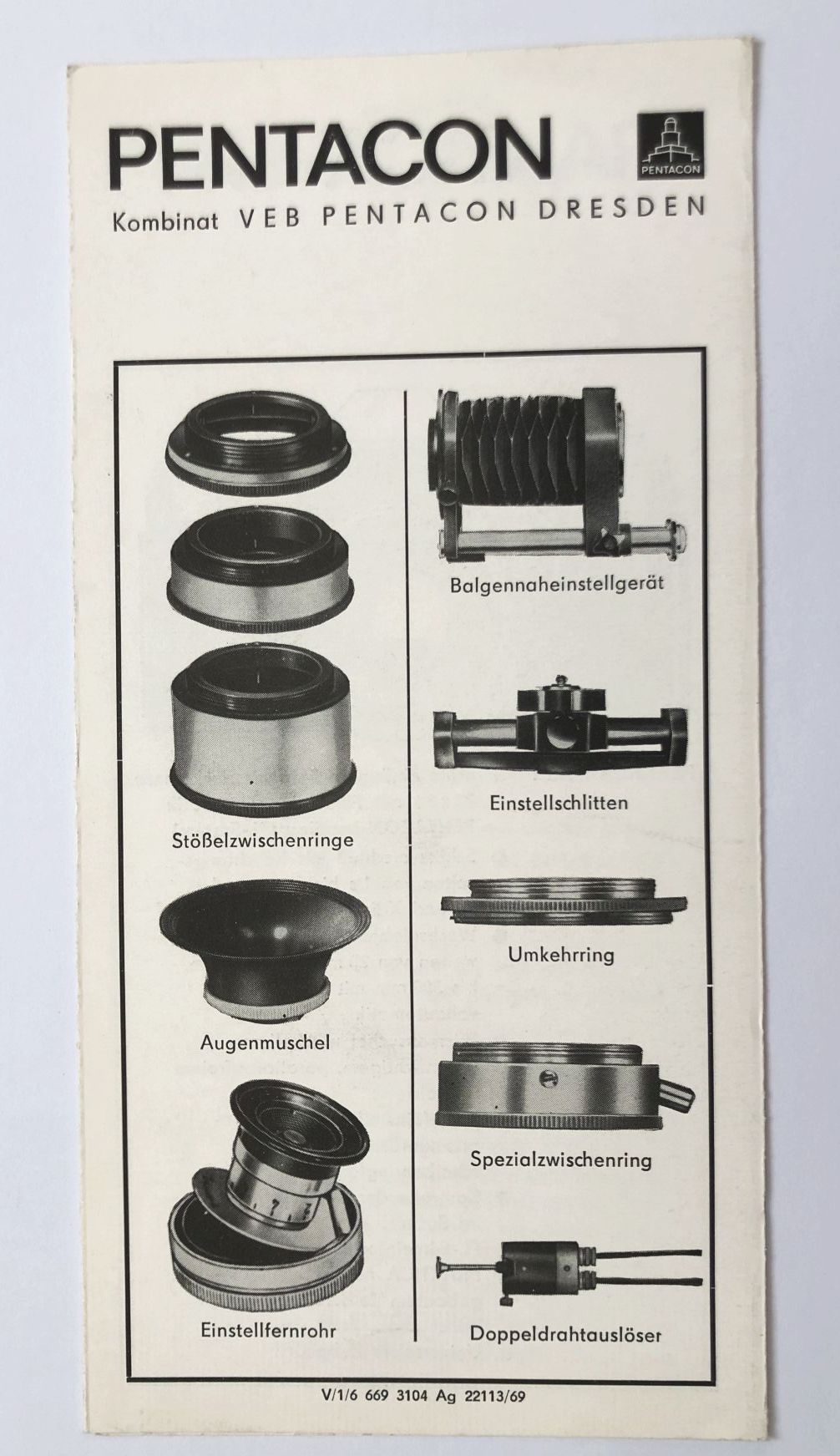 Fotos mit Pentacon Kameras DDR 1969 Kombinat VEB Dresden Prospekt