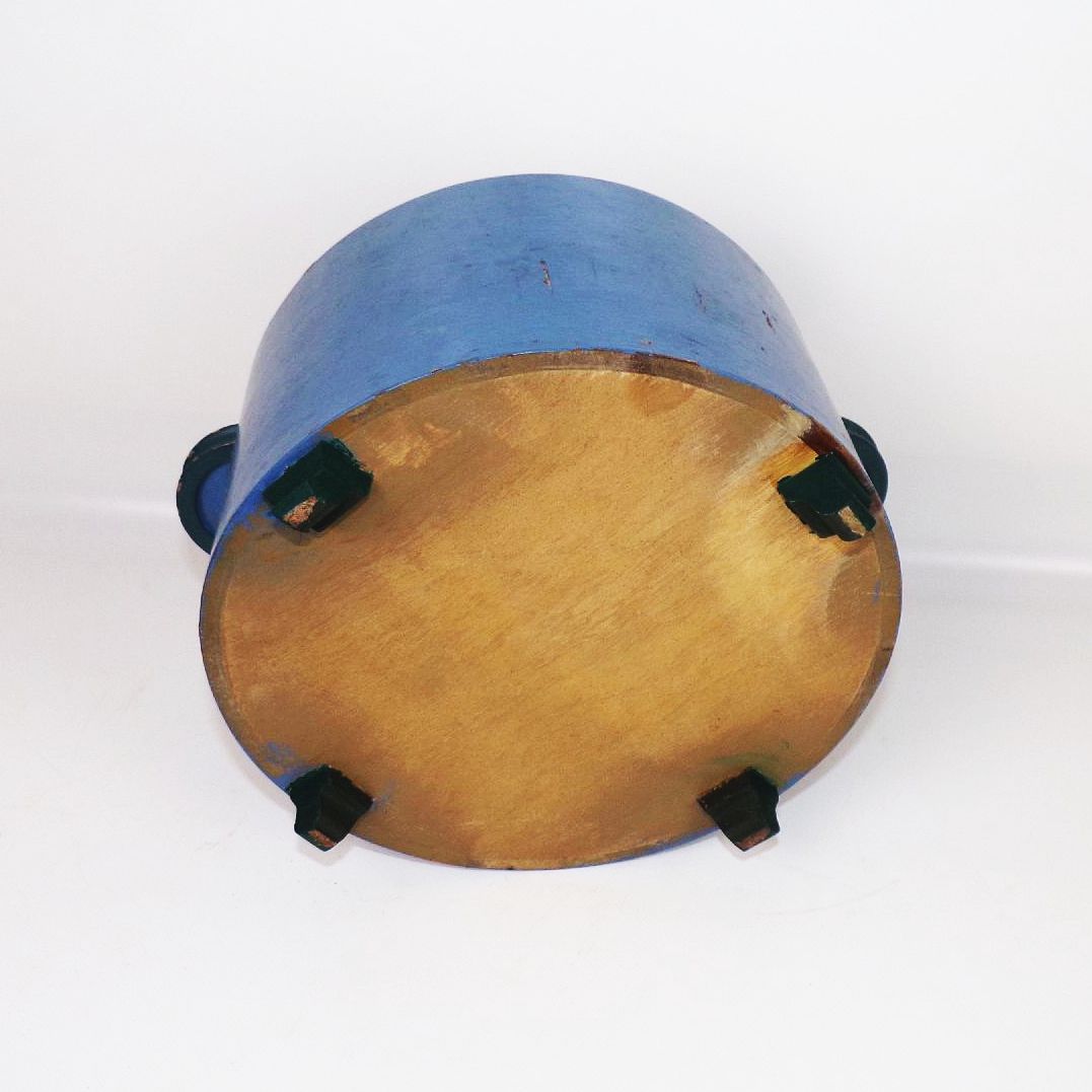 Alter Holztopf handbemalt Dose Wolle Behälter Erzgebirge Handarbeit 