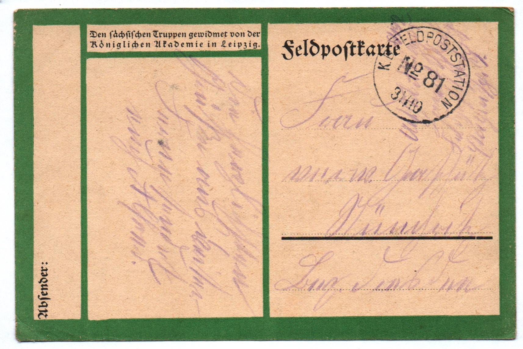 Feldpost Ak 1 Wk Soldaten im Schützengraben von M Seliger Feldpost Ak 1 Wk Soldaten im Schützengraben von M Seliger