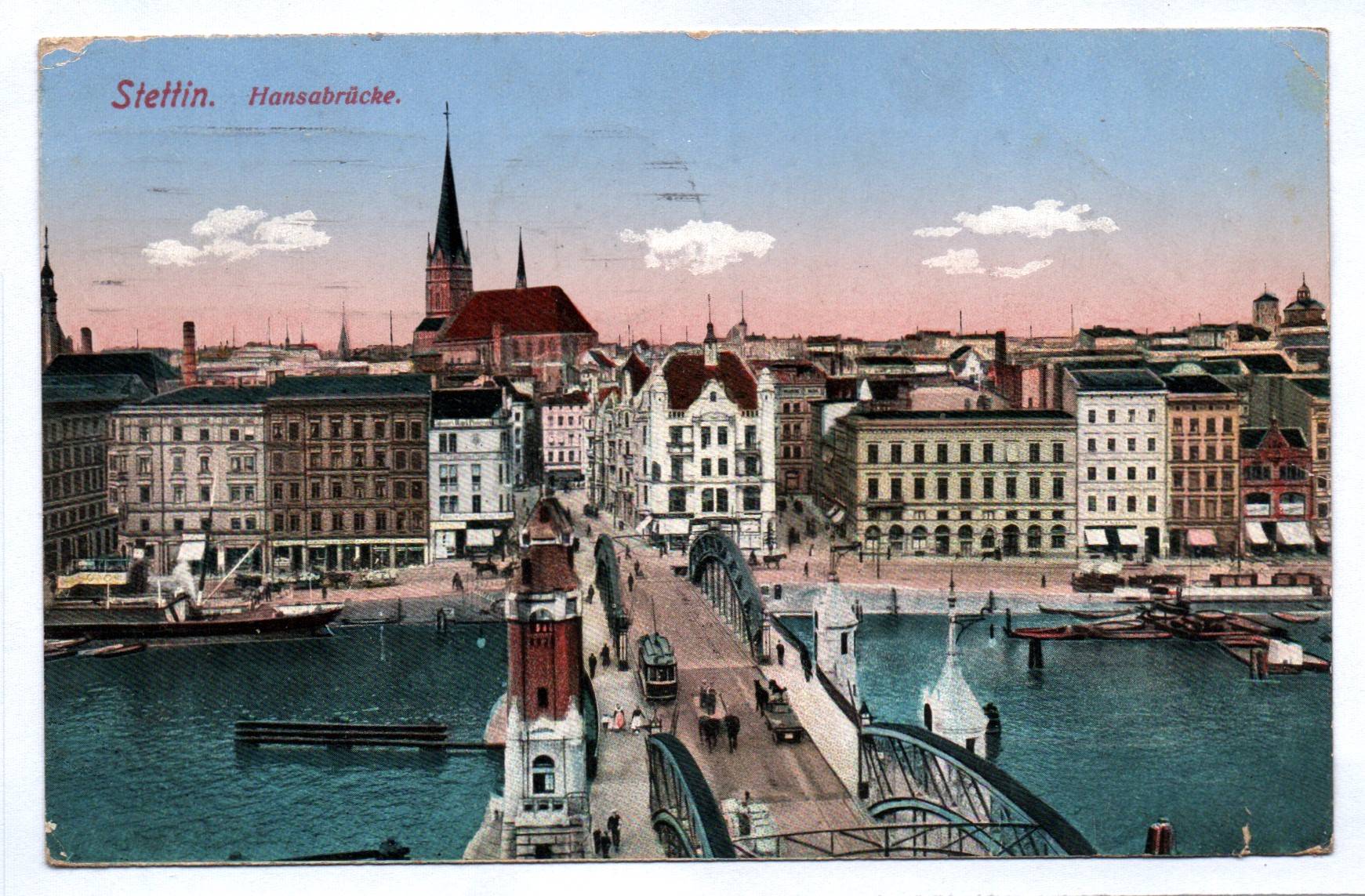 Künstler Ak Stettin Hansabrücke 1914
