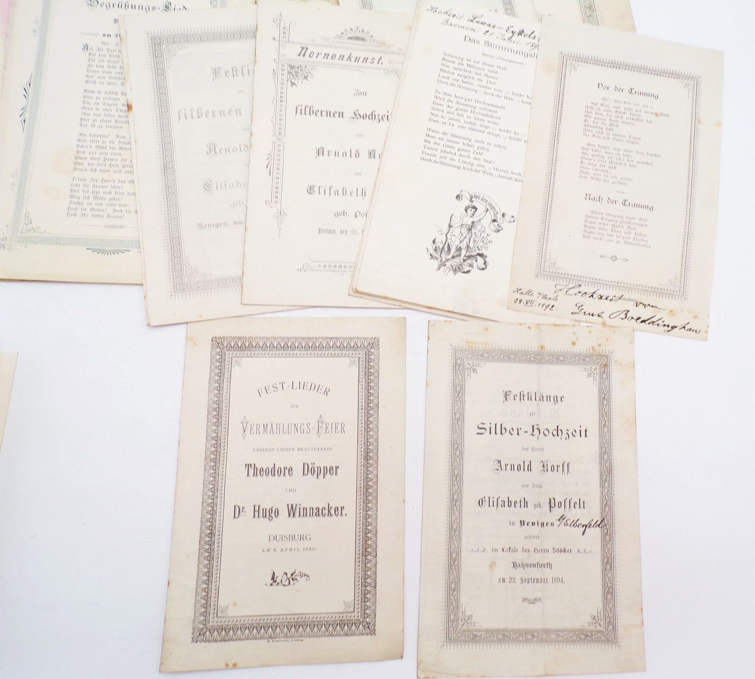 Hochzeit Elberfeld Zeitung Programme Speisekarte um 1900 