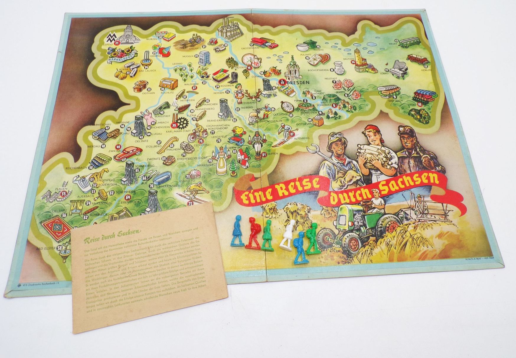 Altes Brettspiel Eine Reise durch Sachsen 1965 DDR Altes Brettspiel Eine Reise durch Sachsen 1965 DDR