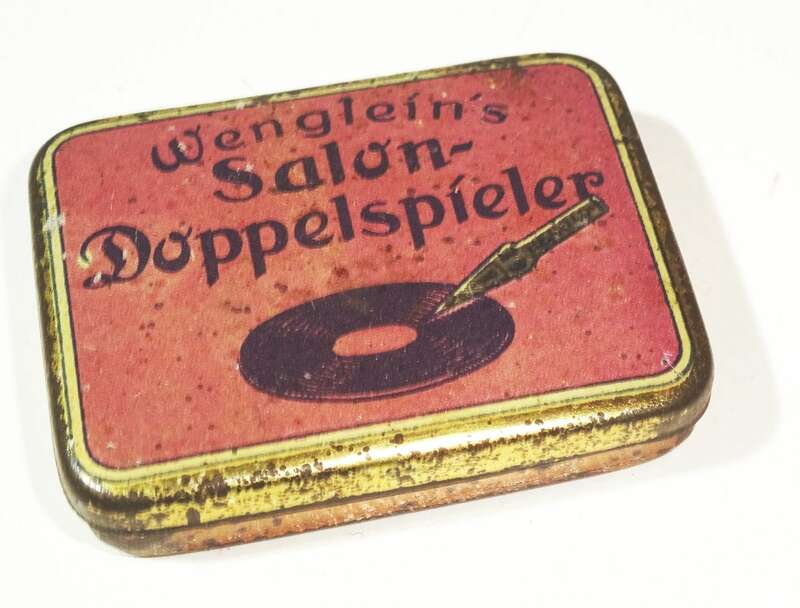 Old Needle Box Wenglein Salon Doppelspieler Nadeldose Blechdose 