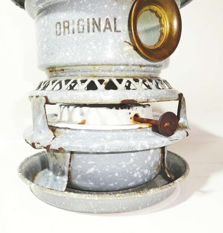 Original Haller Kocher Email Grau Camping Vintage Petroleum Deko Emaille