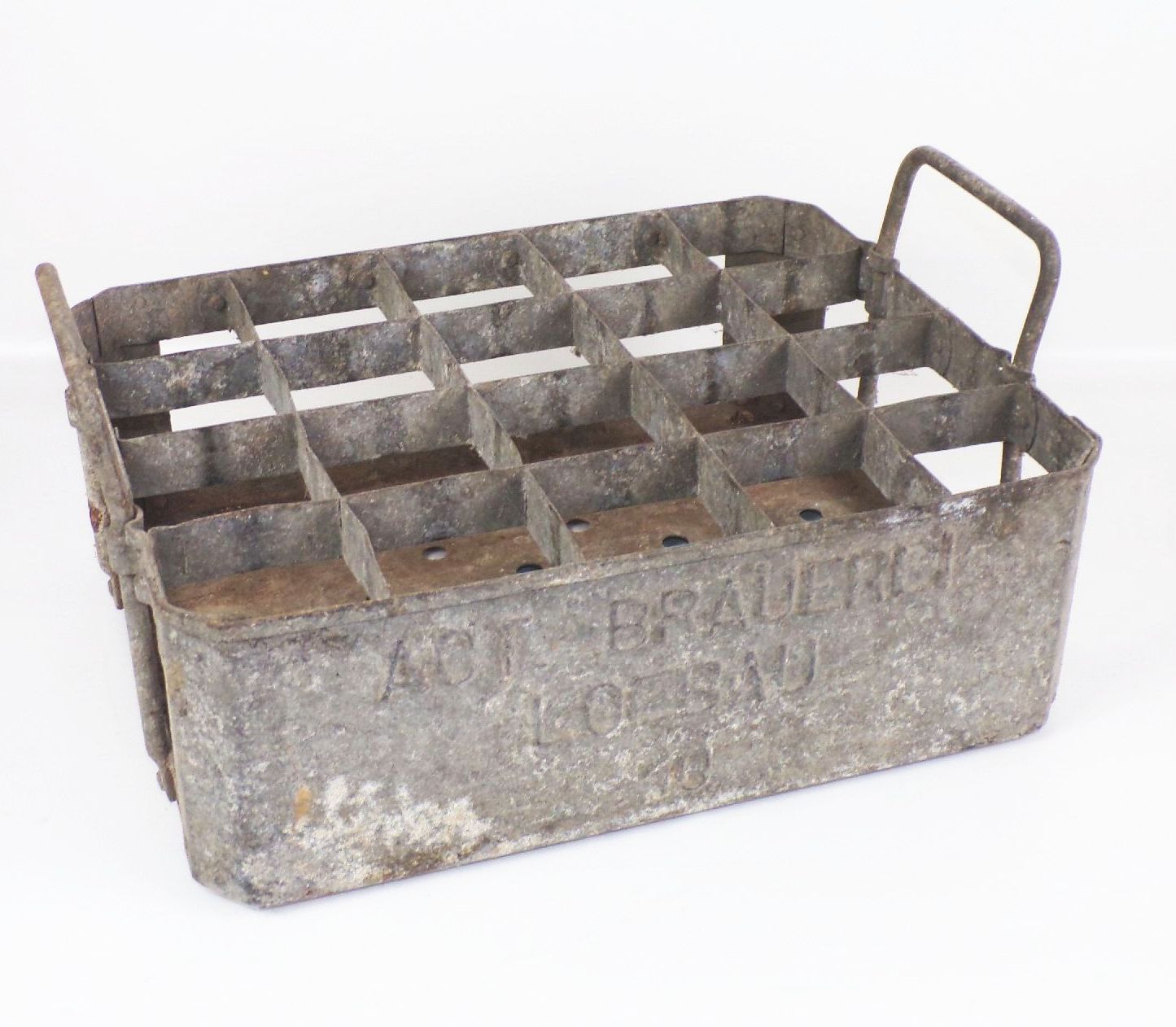 Alter Bierkasten Aktien Brauerei Löbau Metall Flaschenkasten 