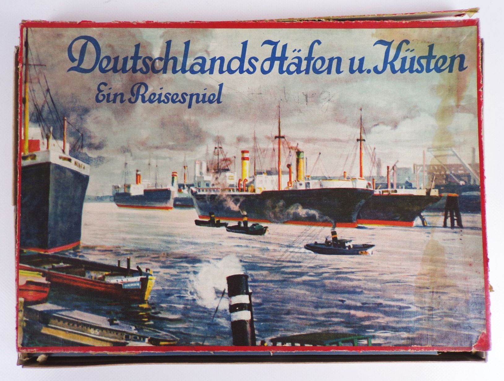 Spear Brettspiel Deutschlands Häfen und Küsten Ein Reisespiel um 1930 Zinnfiguren