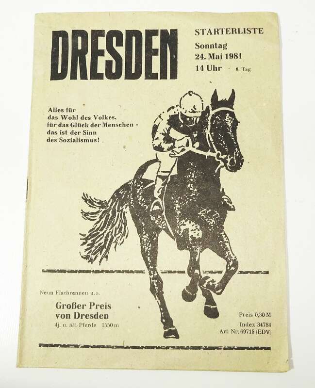 Programm Pferderennen Dresdner Rennbahn Dresden 1981 DDR 