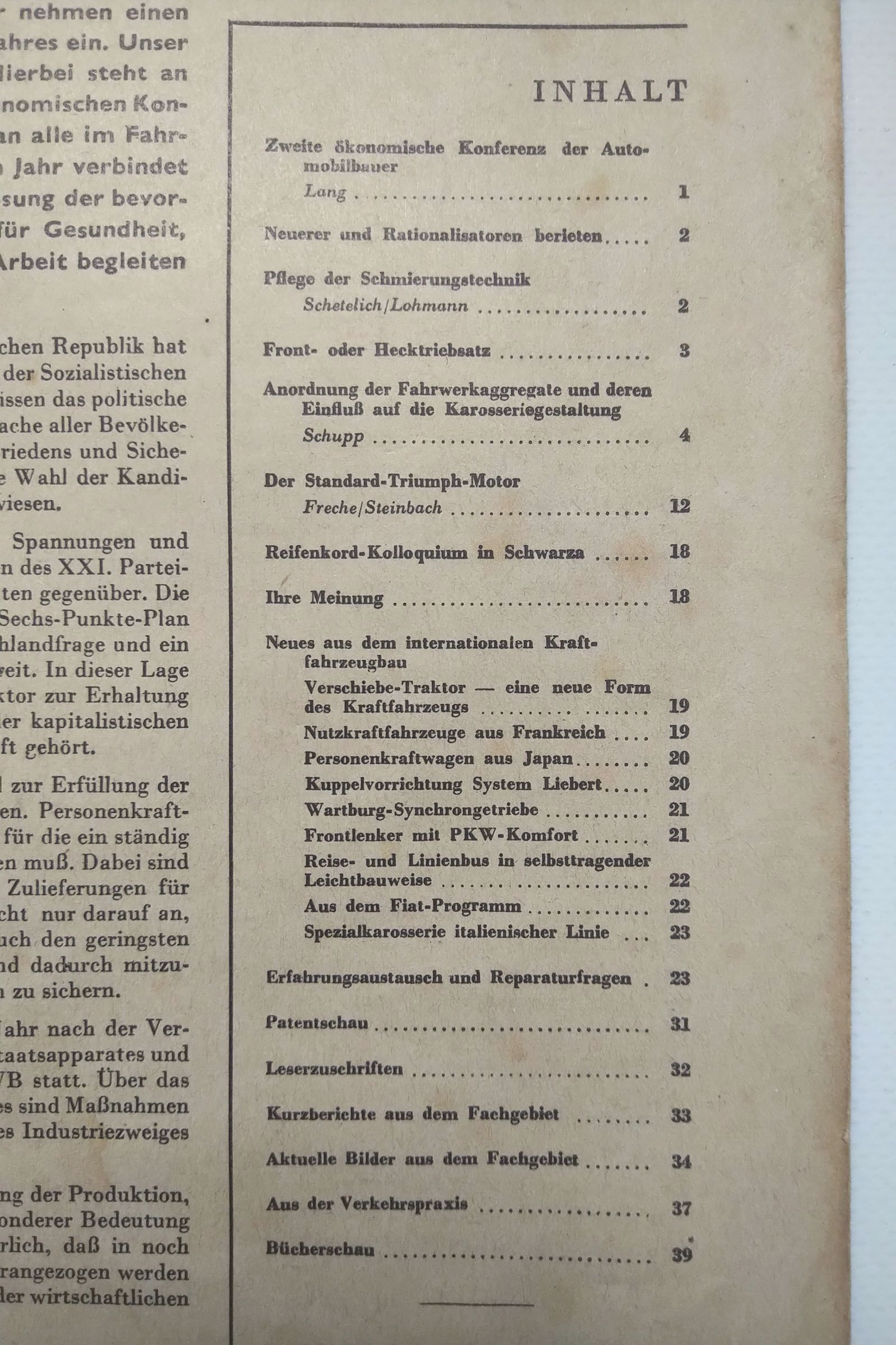 Kraftfahrzeugtechnik Zeitschrift DDR Nr 1 Pflege der Schmierungstechnik 1959 Kraftfahrzeugtechnik Zeitschrift DDR Nr 1 Pflege der Schmierungstechnik 1959
