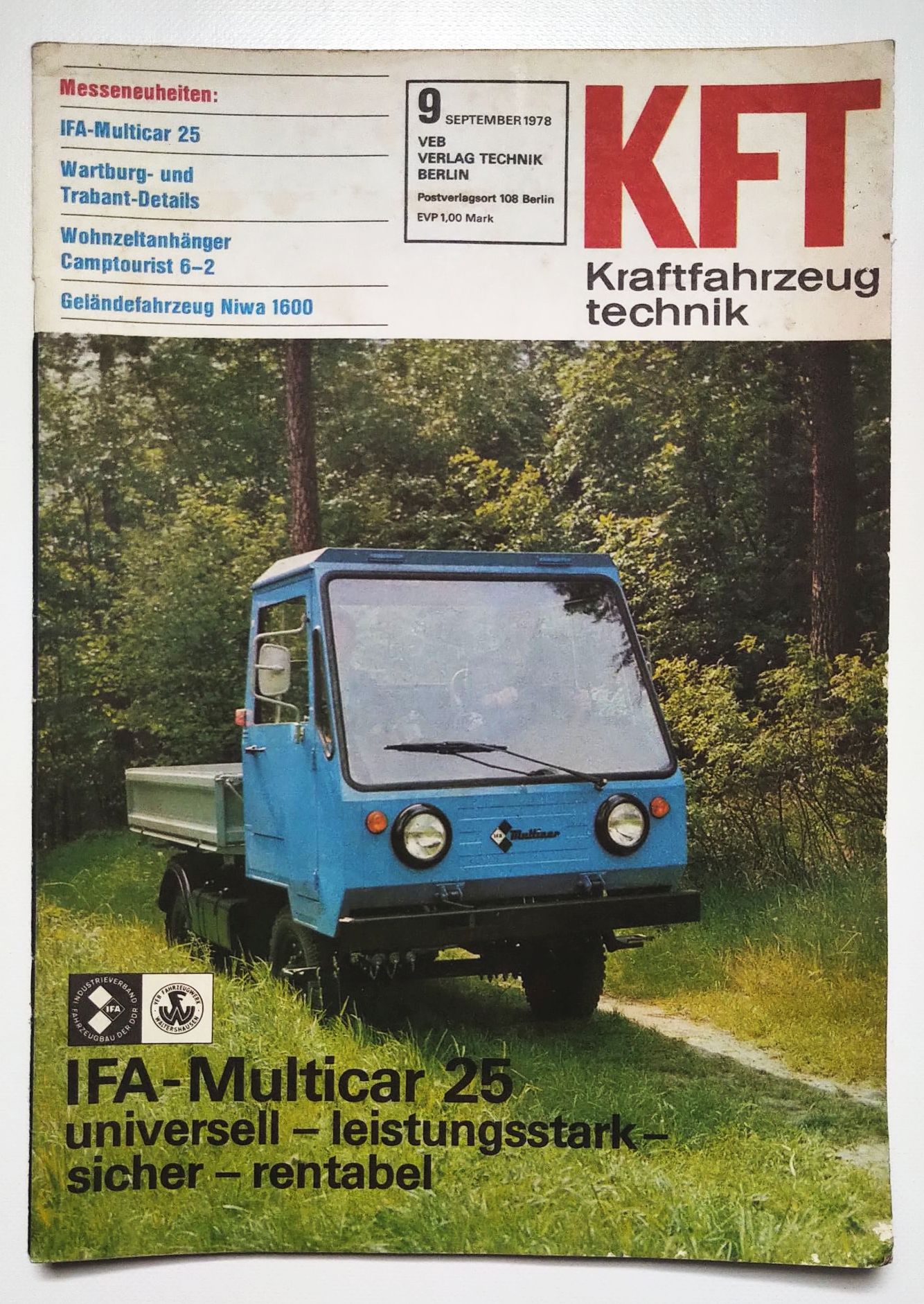 KFT Zeitschrift Nr 9 IFA Multicar 25 DDR 1978 Kraftfahrzeugtechnik KFT Zeitschrift Nr 9 IFA Multicar 25 DDR 1978 Kraftfahrzeugtechnik