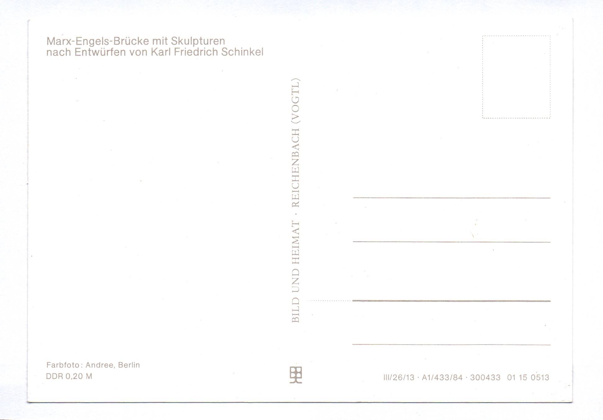 Ak Berlin Hauptstadt der DDR 1984 Skulpturen Marx Engels Brücke Ak Berlin Hauptstadt der DDR 1984 Skulpturen Marx Engels Brücke