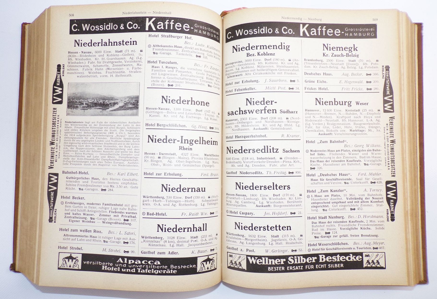 Hotel Adressbuch fürs deutsche Reich 1929 Poppe u Neumann