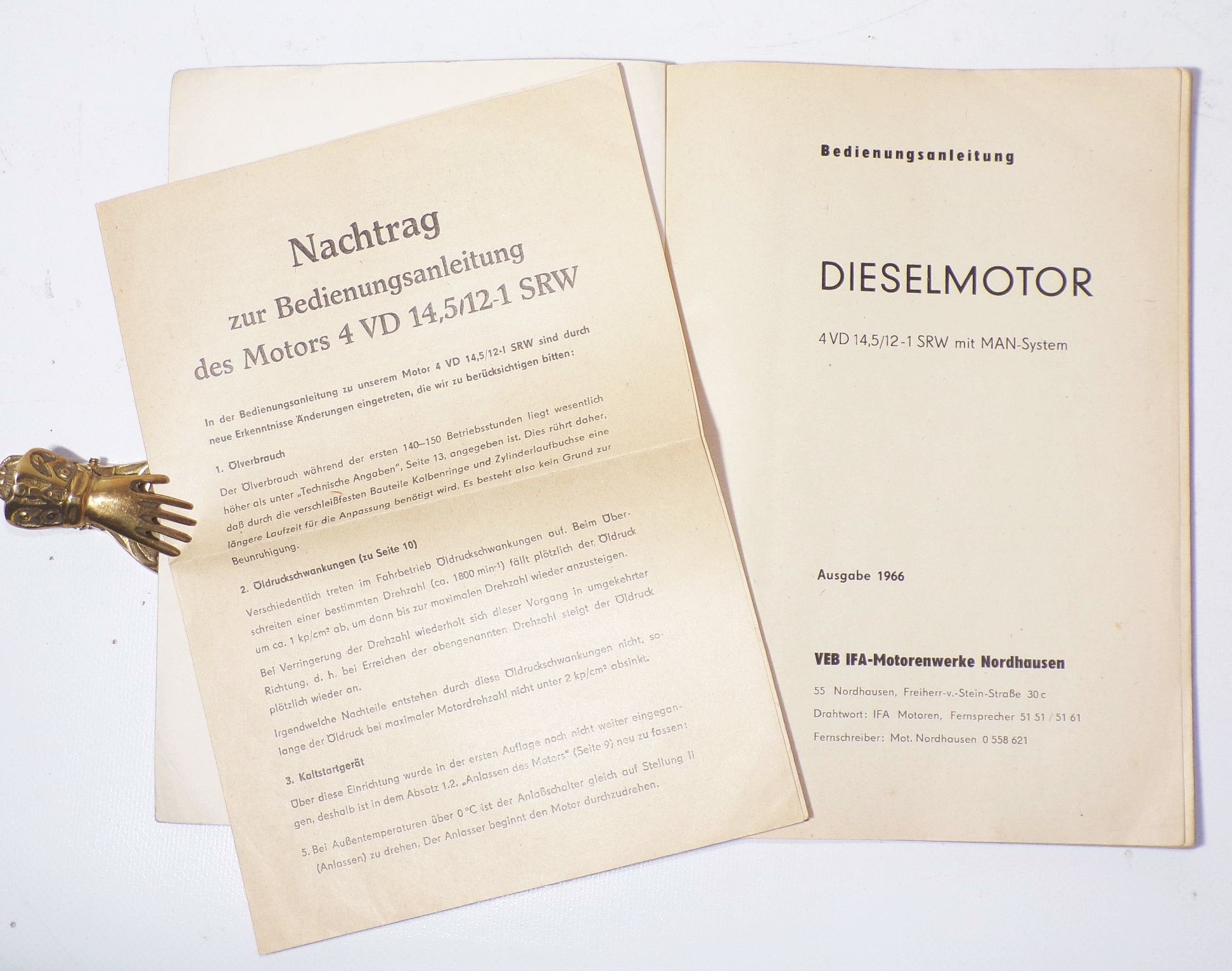 Bedienungsanleitung Dieselmotor 4 VD 14,5 / 12 - 1 SRW 1966 Ifa 