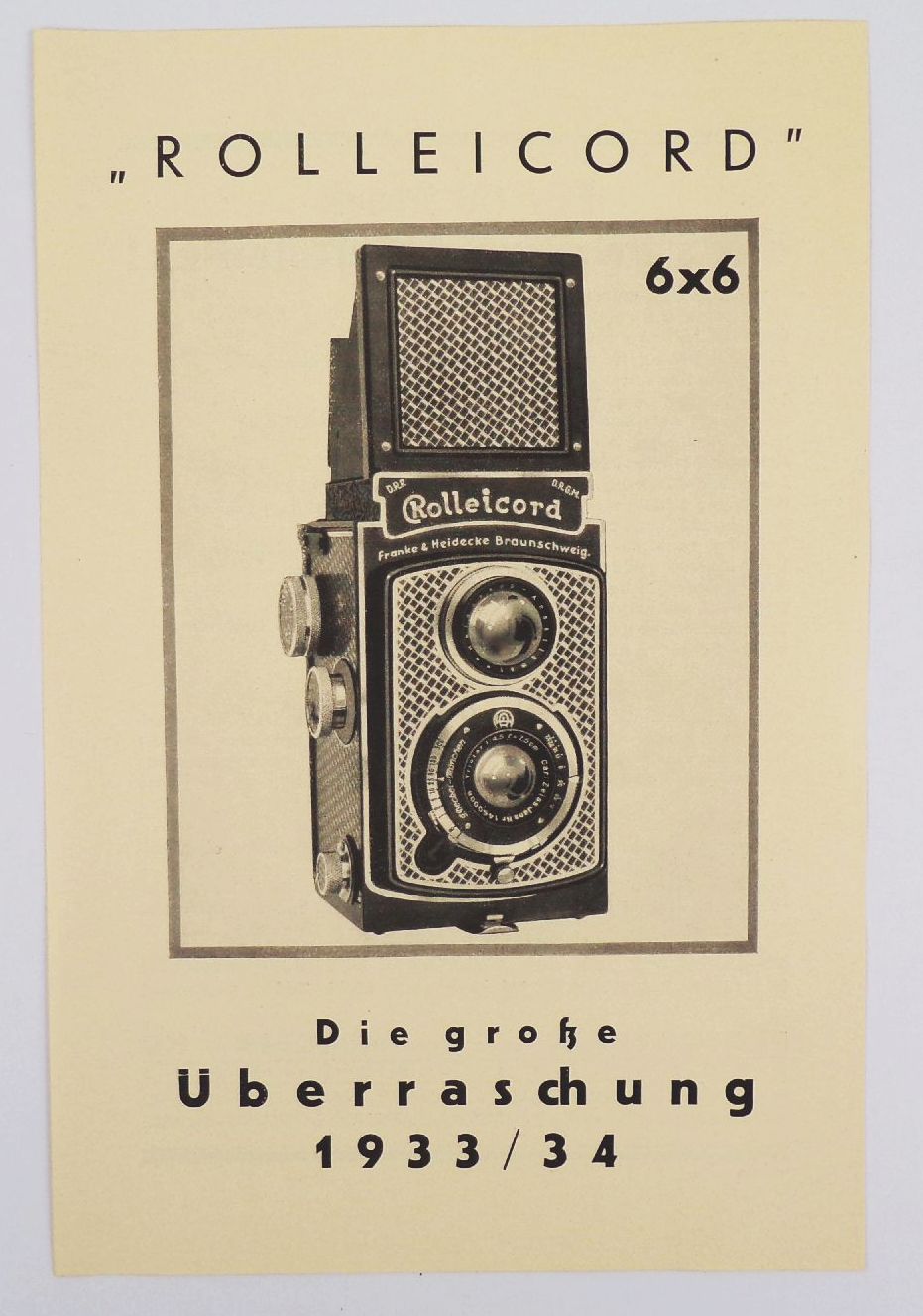 Reklame Blatt Rolleicord 6x6 Kamera Fototechnik 1930 er 