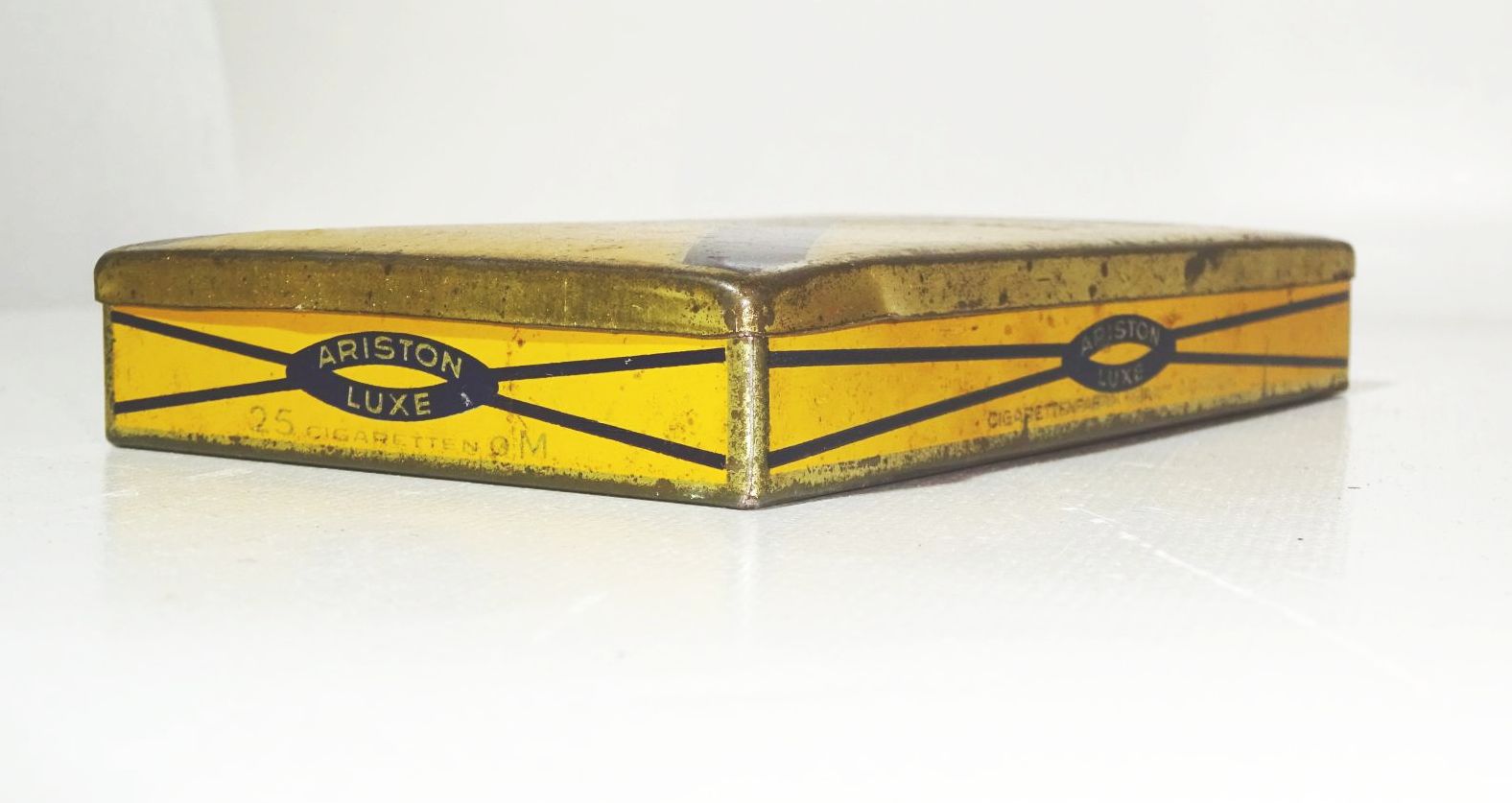 Zigarettenschachtel Ariston Luxe Muratti Berlin Gelb Blechdose 1920er 