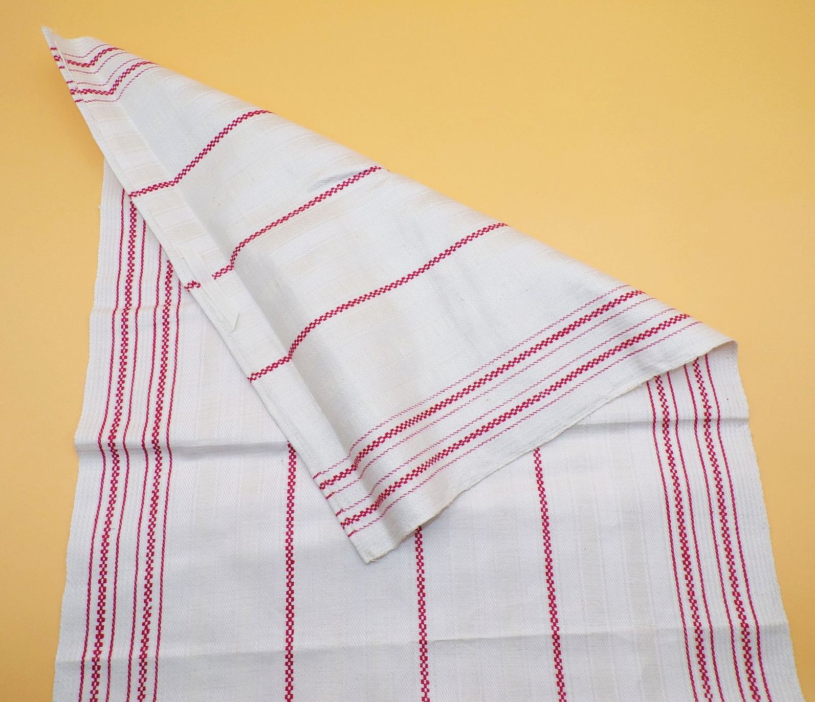 Altes Geschirrtuch Leinen Rot liniert 47 cm x 94 cm Küche Leinen