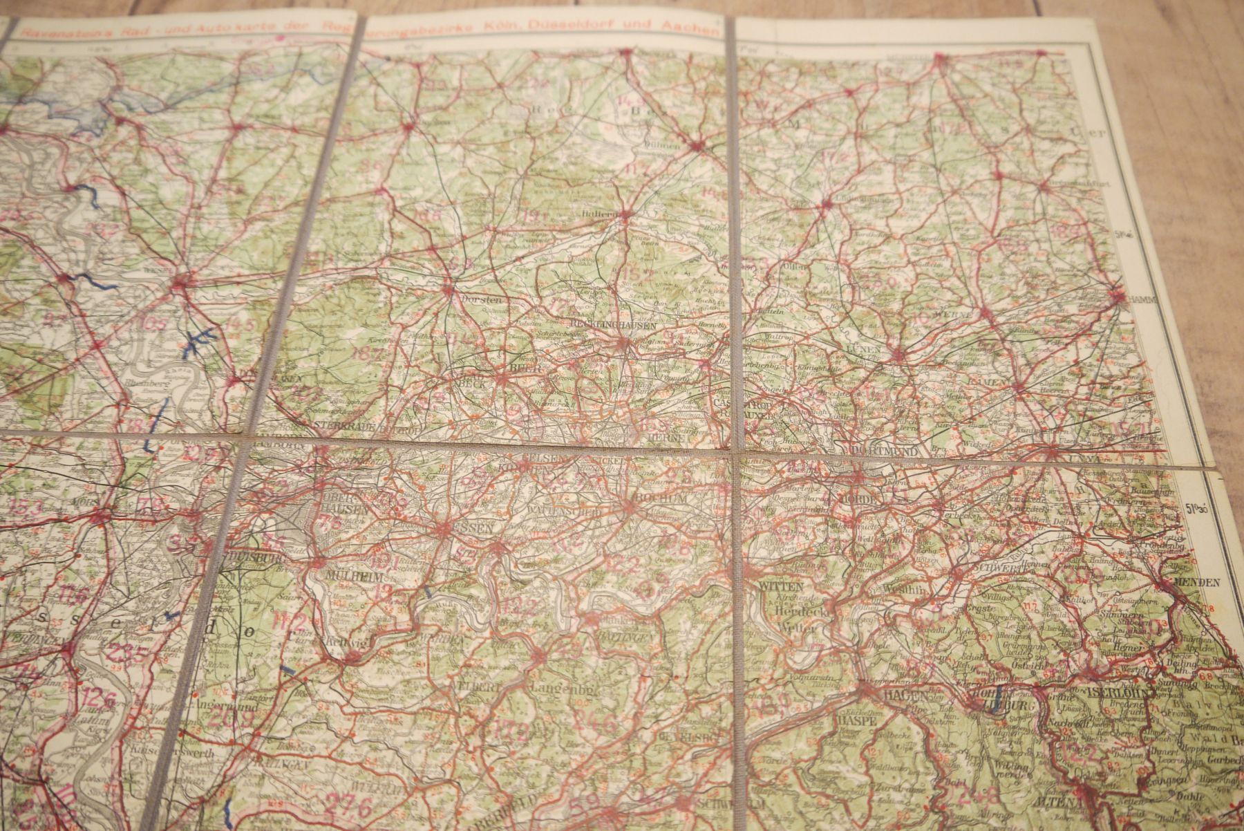Alte Leinen Landkarte Regierungsbezirke Köln Düsseldorf Achen