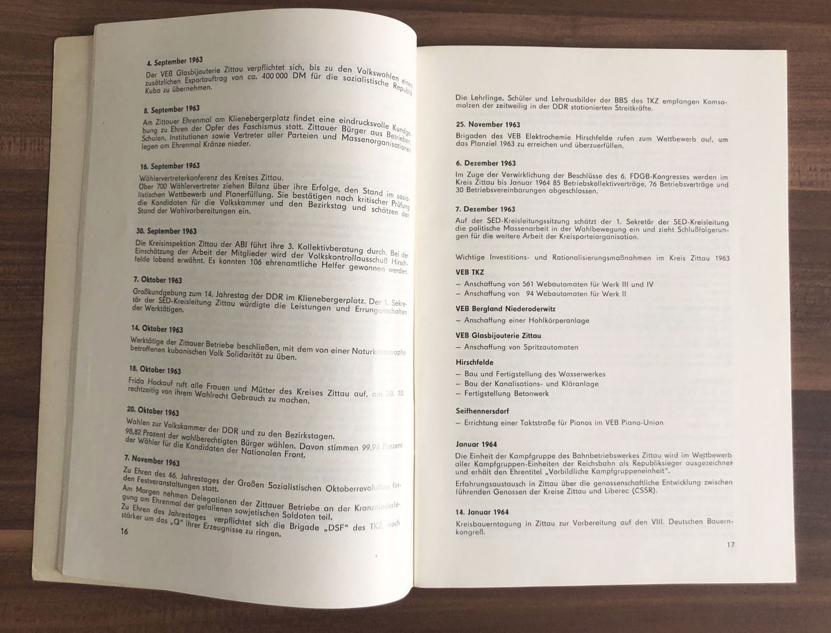 Geschichte der Arbeiterbewegung des Kreises Zittau Teil VI 1962 1971 altes Heft