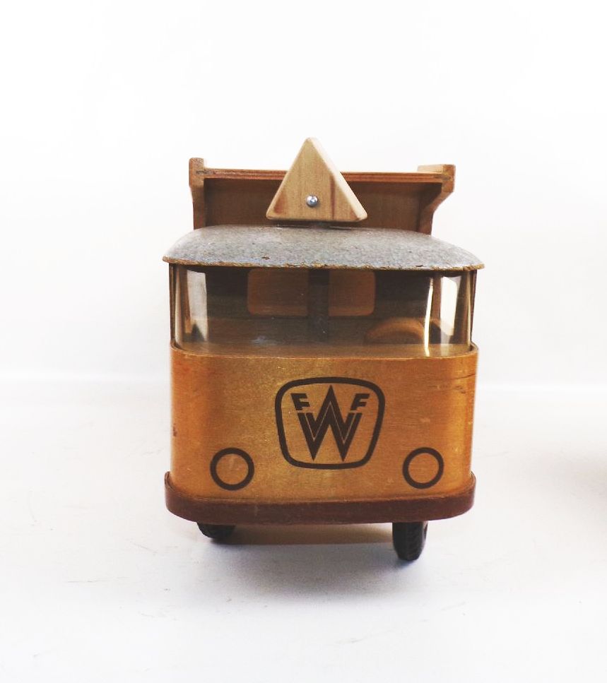 Alter FWF Fröbel LKW Kipper Laster Holzspielzeug Fröbel mit Anhänger vintage