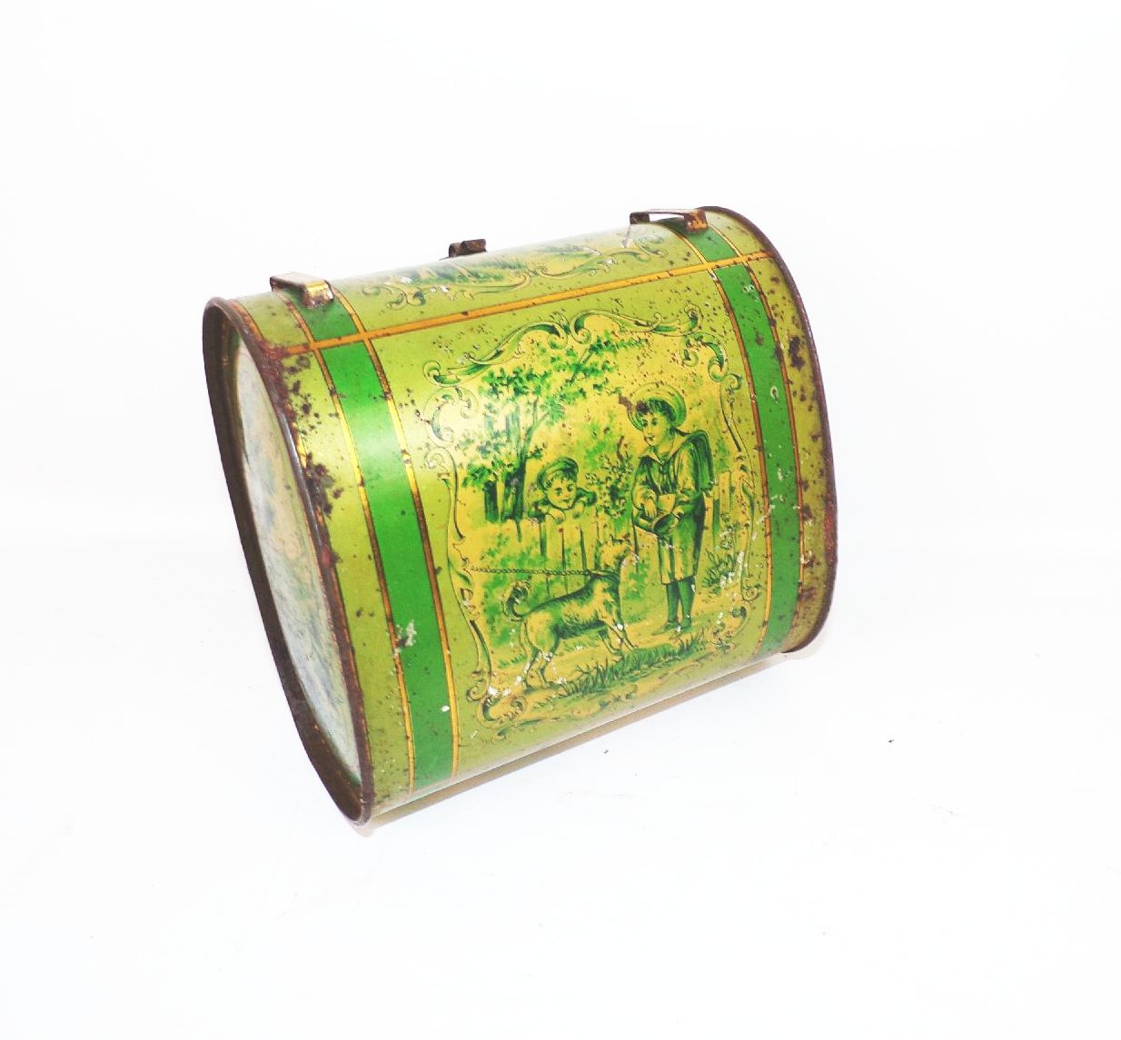 Alte Botanisiertrommel Blechdose lithografiert um 1900