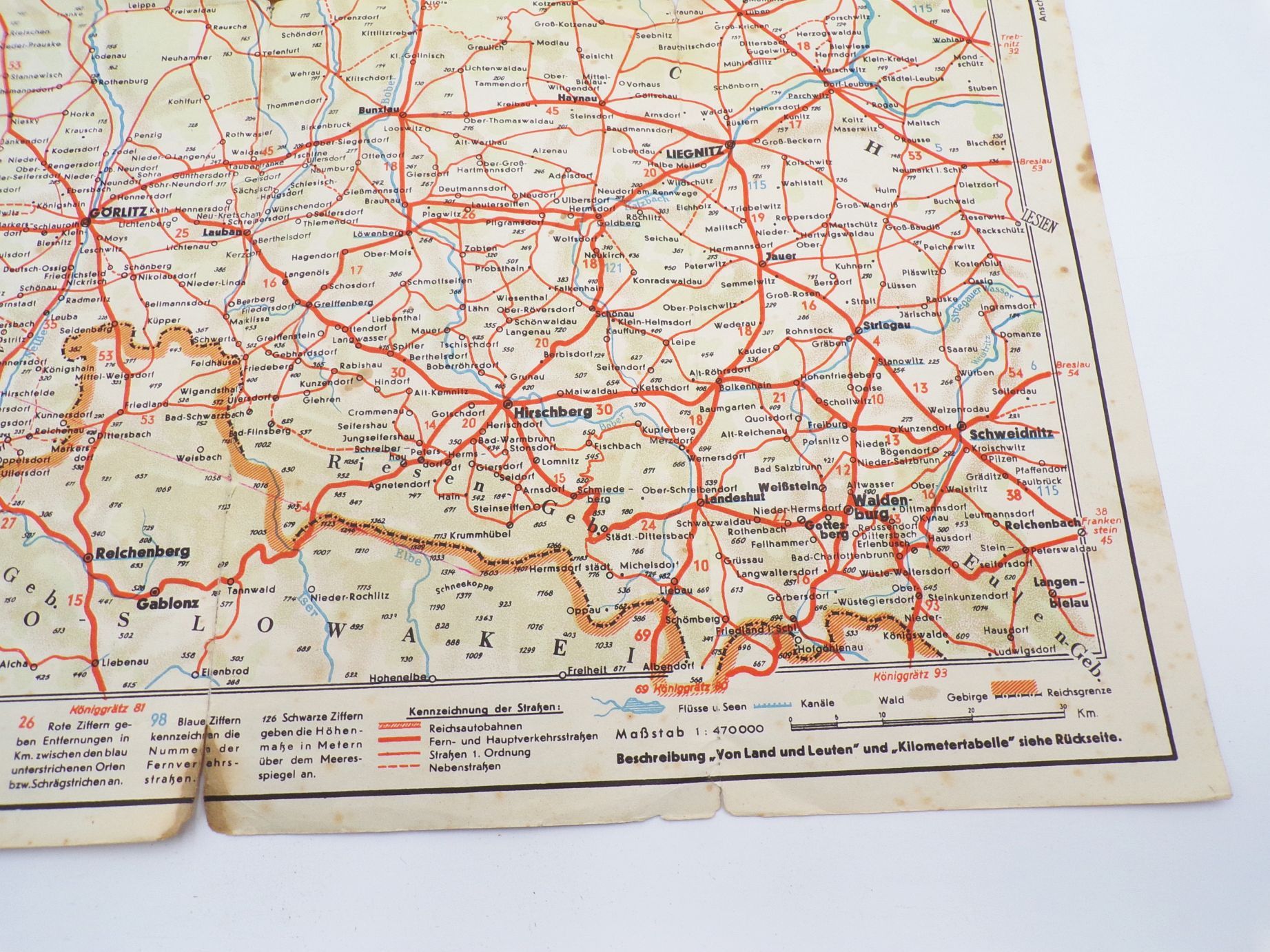 Shell Straßenkarte 13 Sachsen Niederschlesien alte Landkarte
