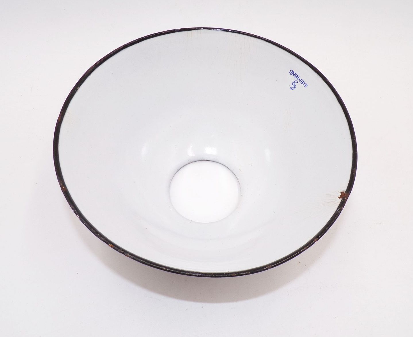 Alter Siemens Emaille Lampenschirm Grau Weiß Email Industrie Design