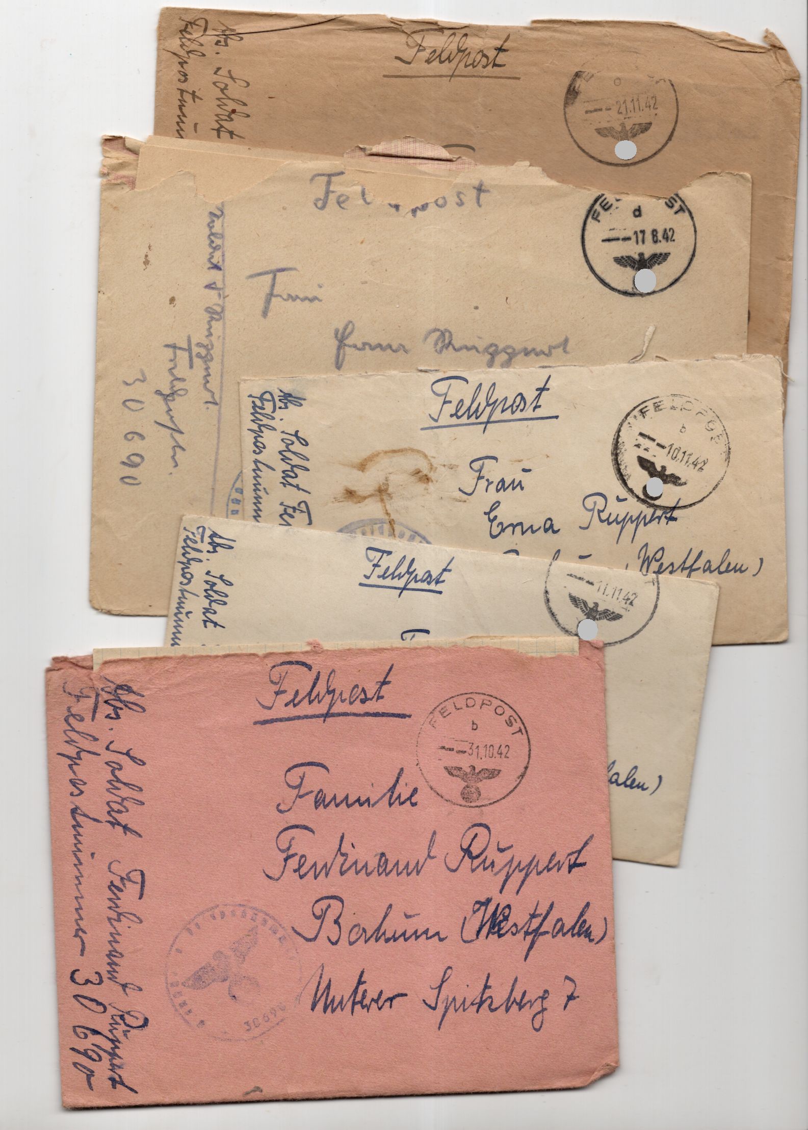 Lot Feldpostbriefe Kaukasus Süd Rußland 1942 Fpnr 30690