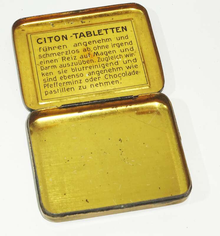 Alte Jugendstil Blechdose Citon Tabletten Stambach Apotheke Colmar Elsaß 1910er