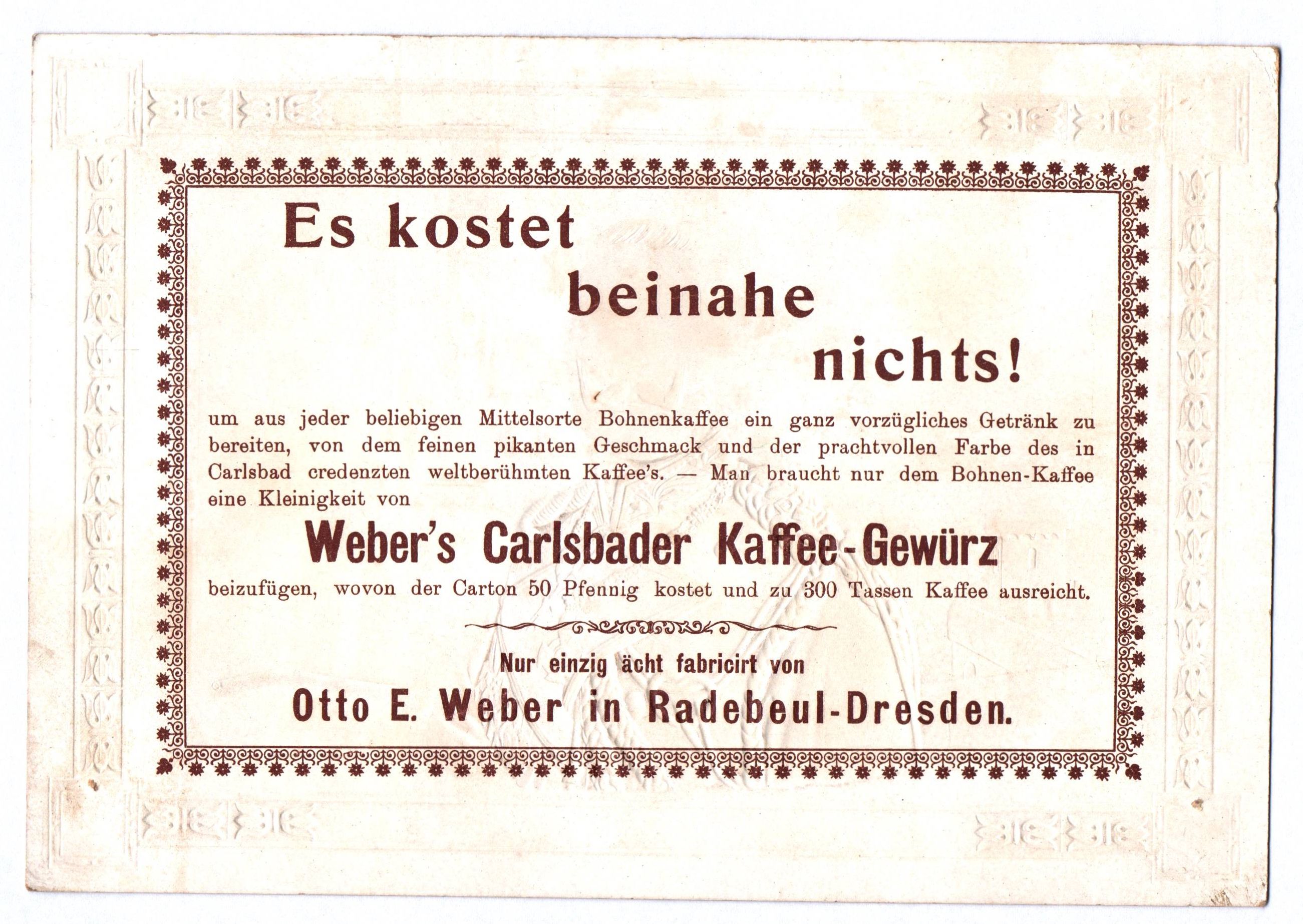  Sammelbild Kaiser Wilhelm II Weber Radebeul Dresden um 1905 gold geprägt