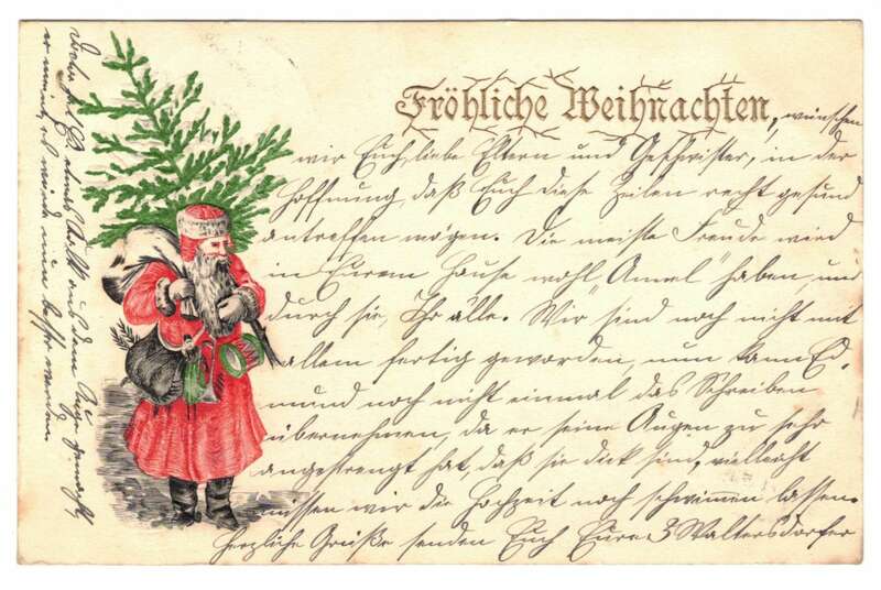 Präge Litho Ak Weihnachtsmann mit Tanne & Geschenken 1906 