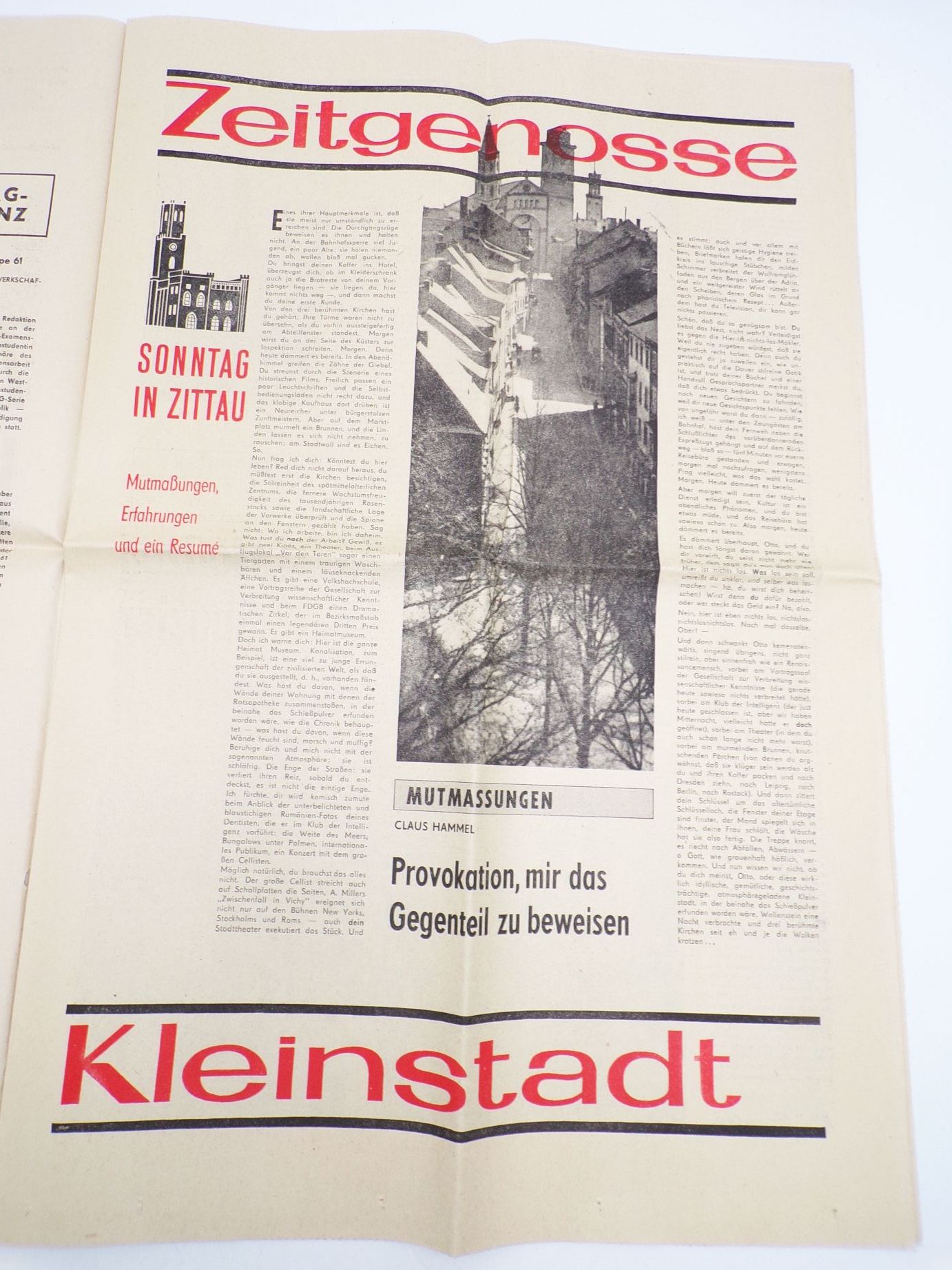Zeitung Sonntag in Zittau 1965 Zeitgenosse Kleinstadt