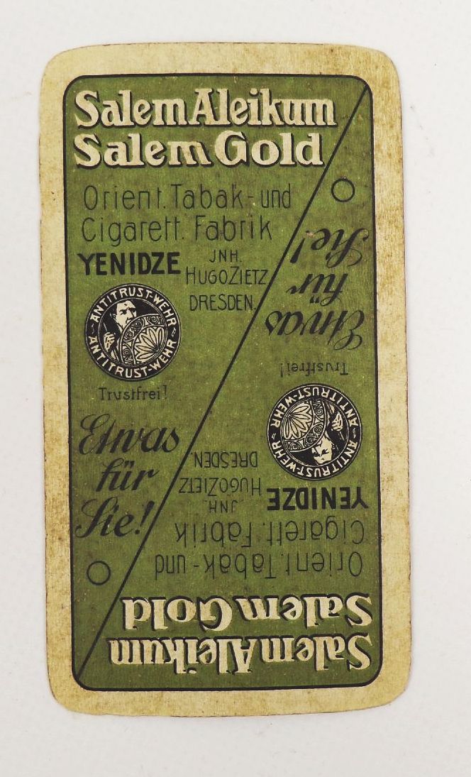 Yenidze Zigaretten Dresden Werbung Kartenspiel Salem Aleikum um 1930 Reklame