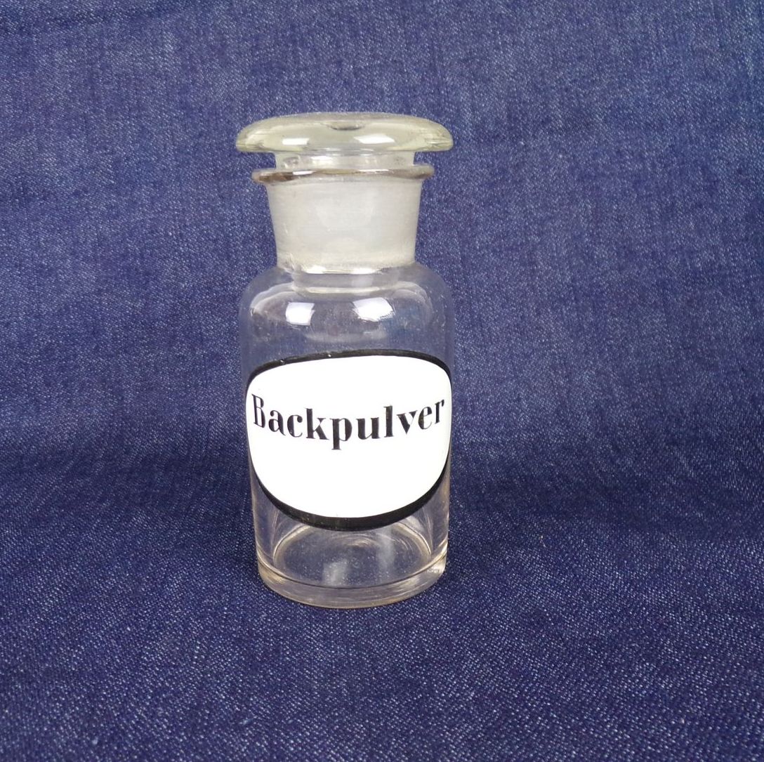 Alte Apothekerflasche Apothekergefäß Backpulver Vorratsgefäß Deko