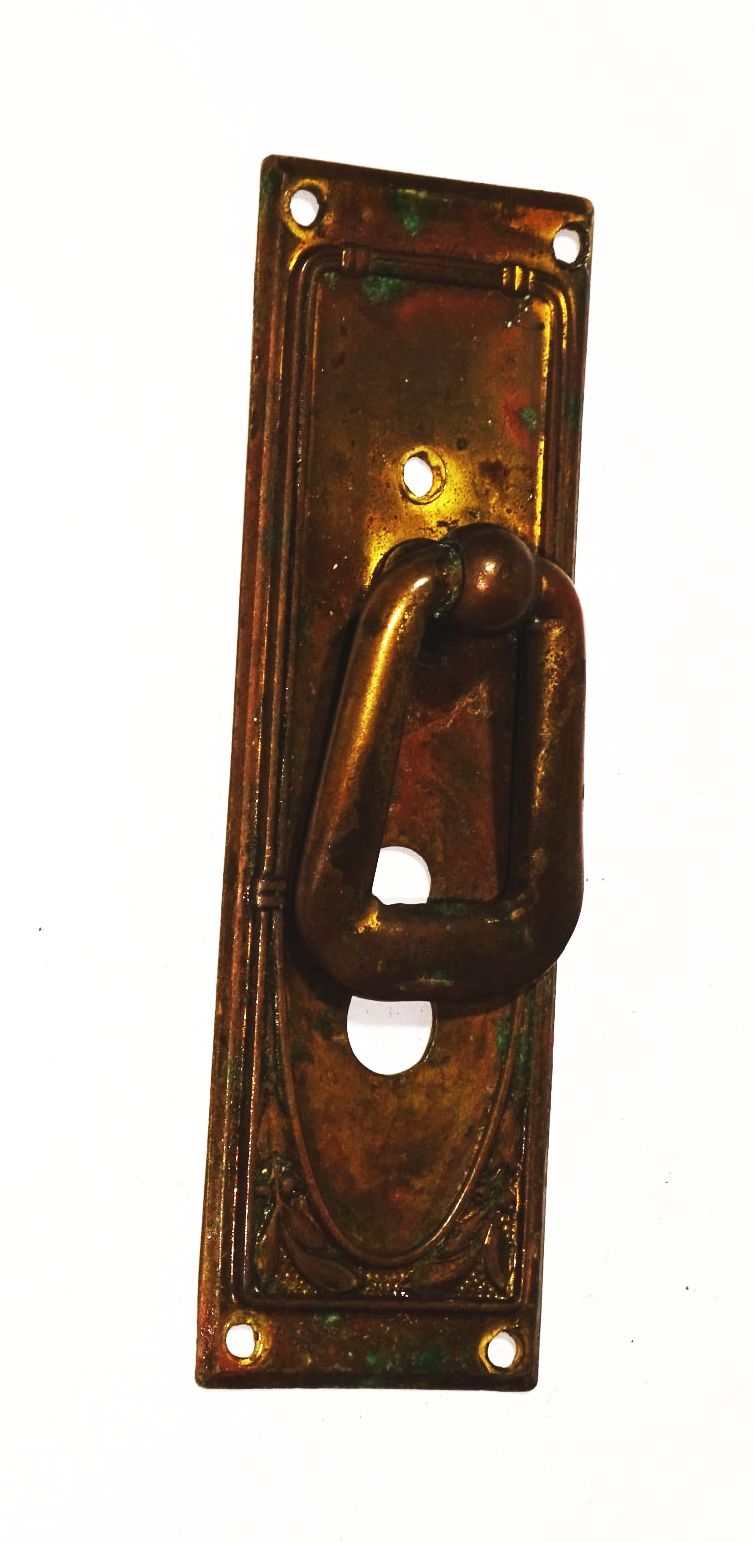 Alter Möbelbeschlag Messing Schlüsselloch um 1910