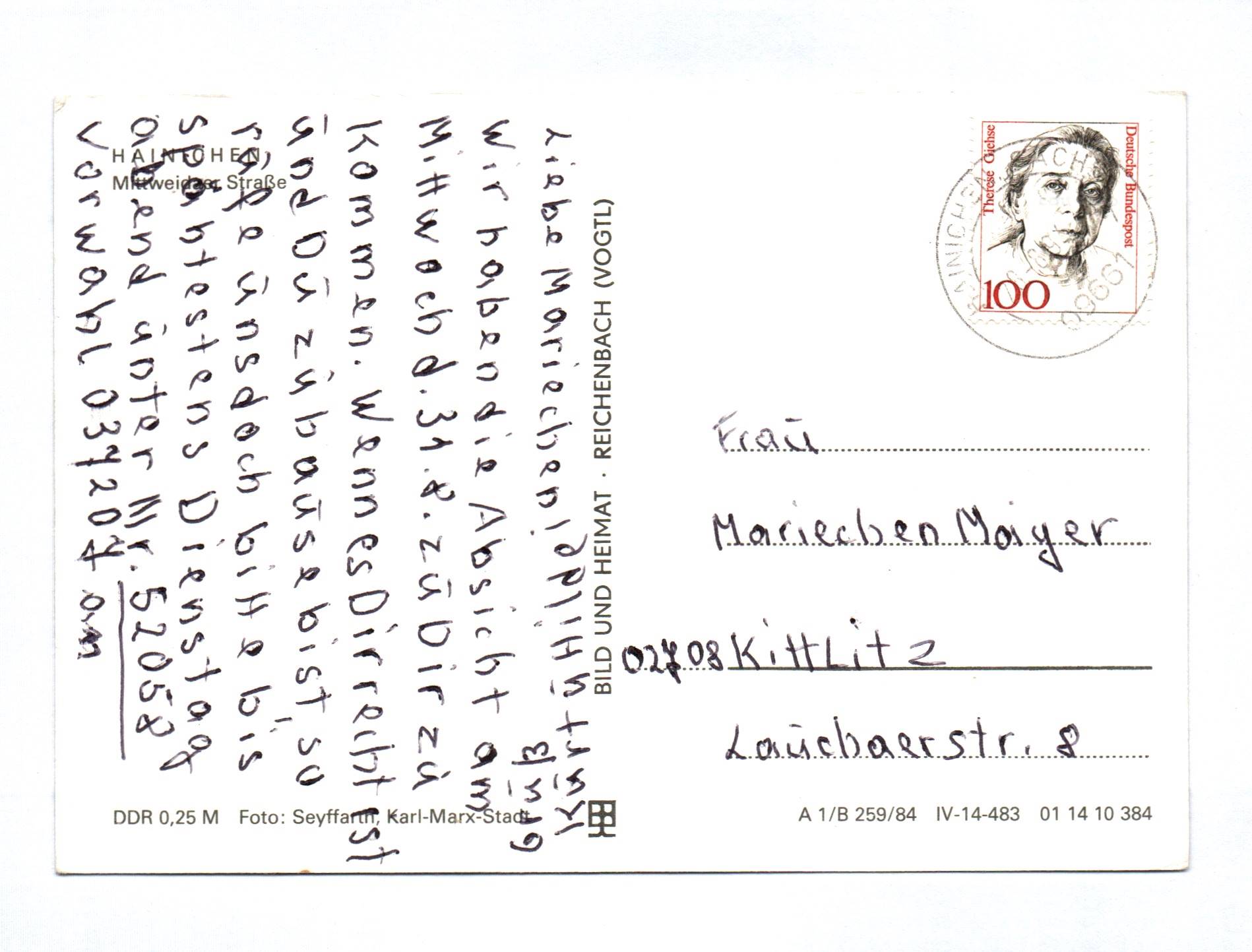 Ak Hainichen DDR 1989 Ak Hainichen DDR 1989