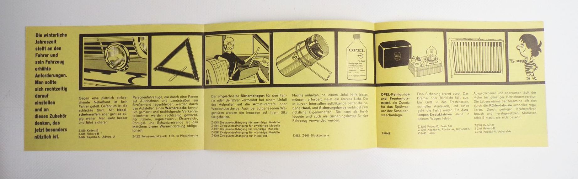 Opel Prospekt Kadett Rekord Kapitän Zubehör 1960er vintage